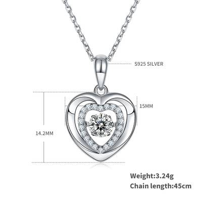 Dancing Holding Heart 0.5ct D Color Moissanite Necklace in S925 Silver Platinum Plated
